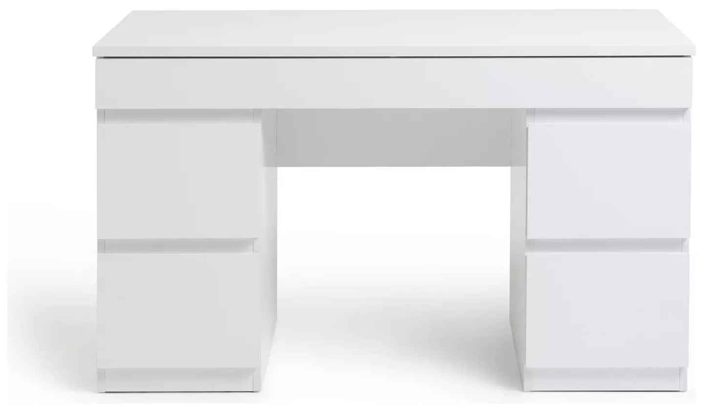 Assembled Jenson 5 Drawer Dressing Table - Matte White